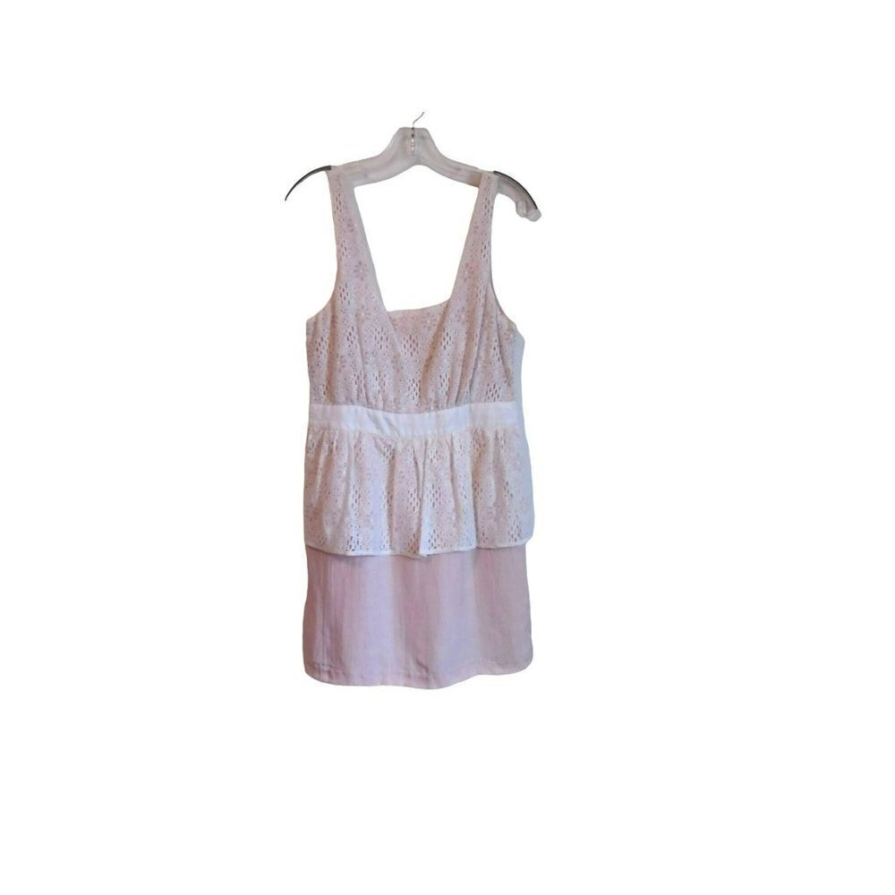 Bluejuice Tank Dress White Lace Overlay Peplum size US8
